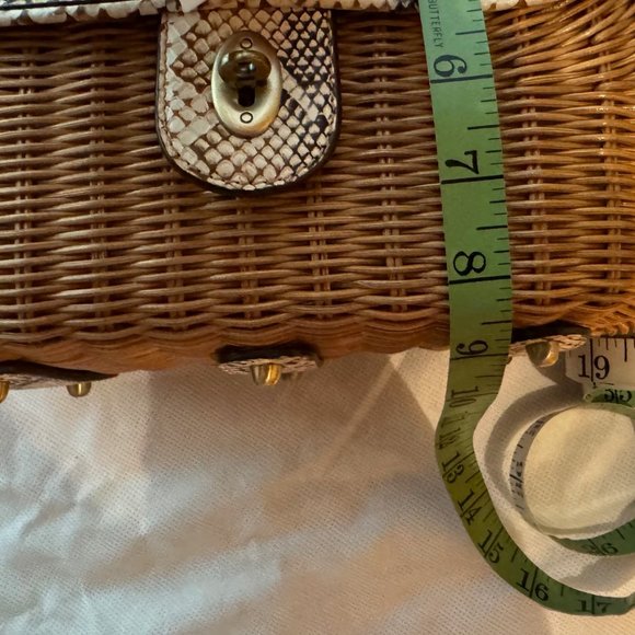 Eric Javits Vintage Snakeskin Wicker Top Handle Handbag - Picture 10 of 14